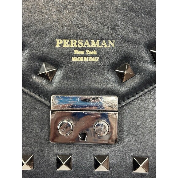 Persaman New York Roxy Shoulder Bag Black Leather Studded Silver Crossbody - Picture 14 of 16